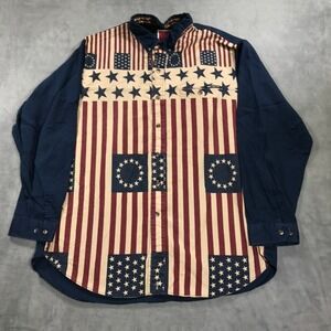 Mo Betta Western Shirt Men's 18 - 35 Red Blue American Flag Patriotic Cowboy VTG